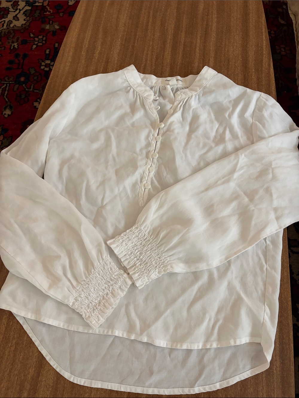 cloth & stone White Lightweight Gathered Neck Blouse